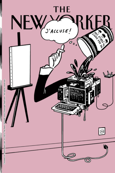 AI Generated New Yorker Cover J'accuse art.