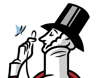 Illustration of a monocled character with a top hat